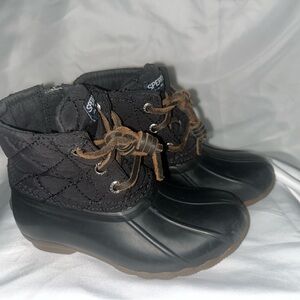 Sperry girls Black Quilted Duck Boots